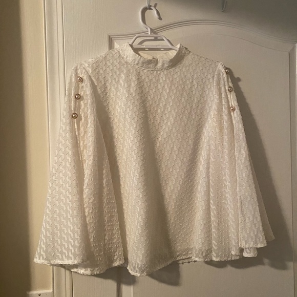 SHEIN Tops - White poncho blouse with pearl details